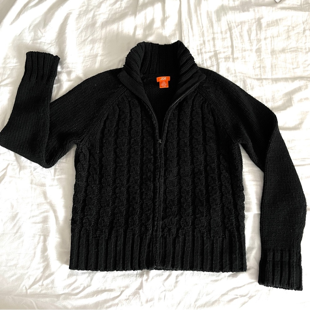 Woman’s Size Large Black Wool Blend Zipper Sweater